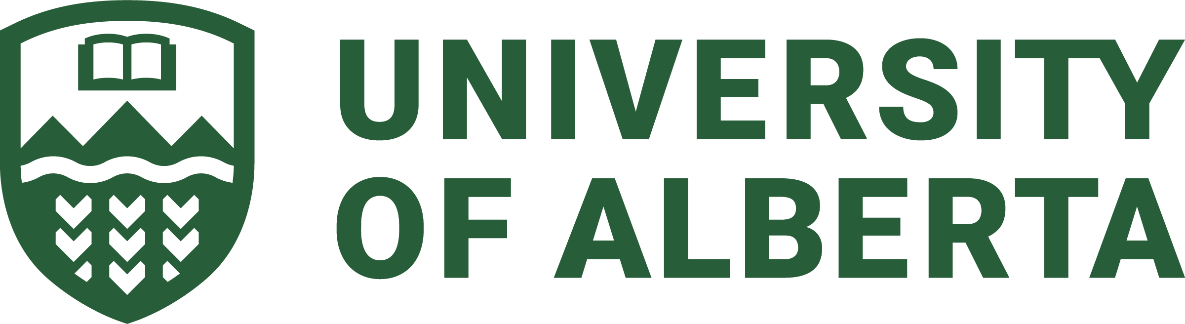 "University of Alberta" in green text with a green shield to the left