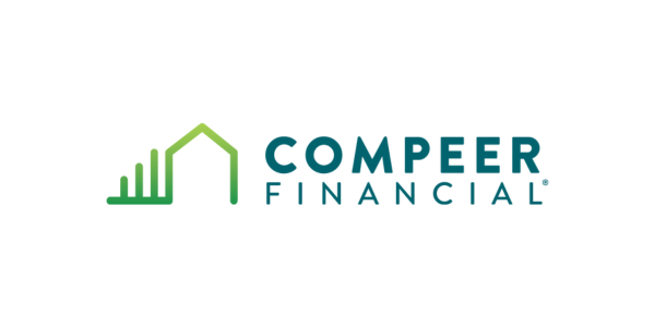 "compeer financial" in blue text below a green outline of a house