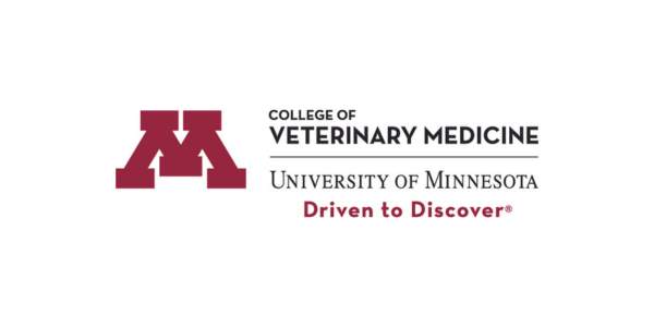 "College of Veterinary Medicine University of Minnesota Driven to Discover" with the maroon "M" logo to the left