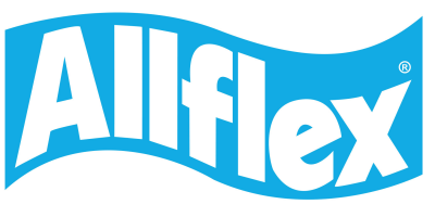 "allflex" in white letters over a blue banner background